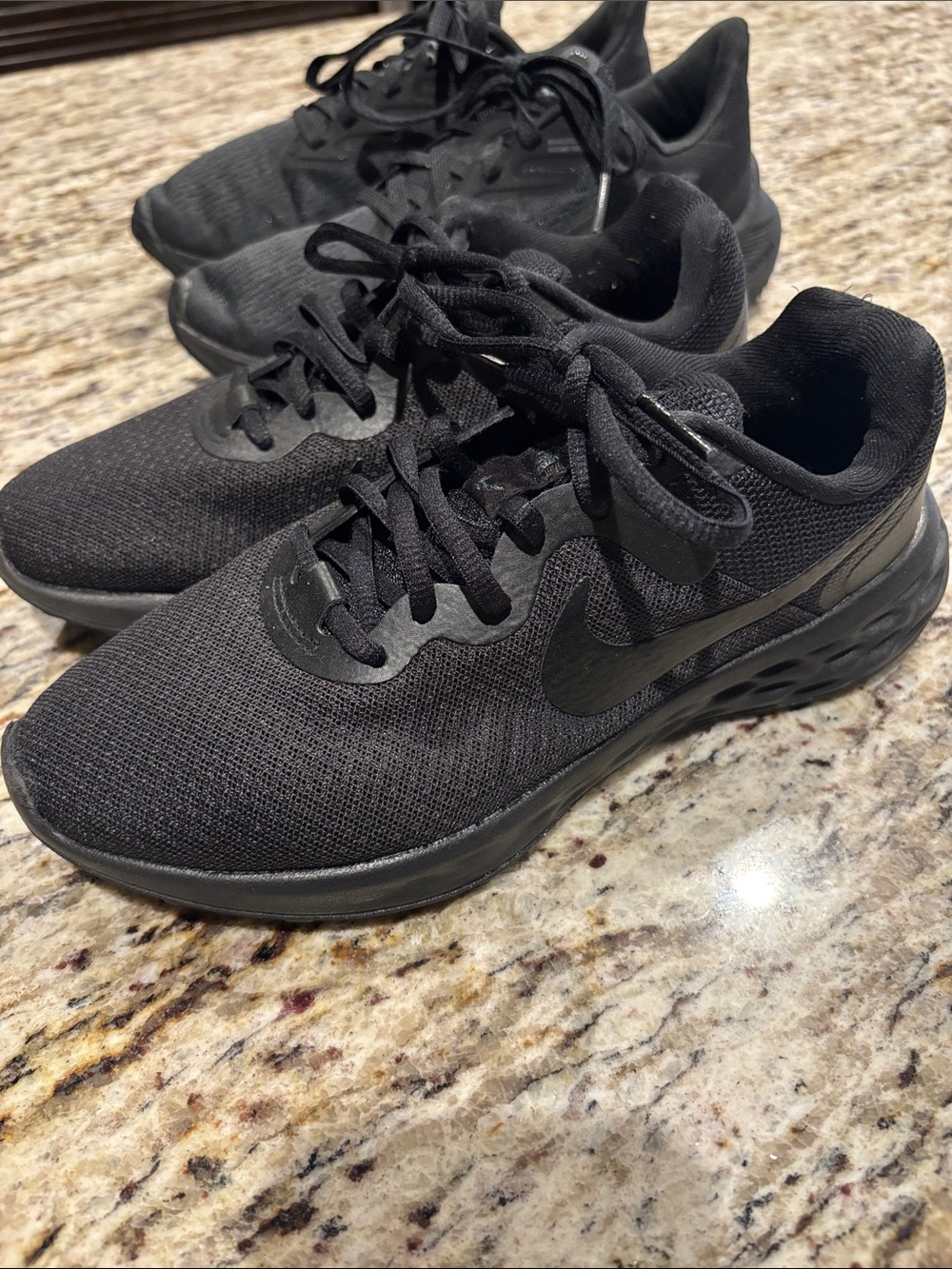 Nike Womens Black Mesh Lace-Up Sneakers. Yes both of them!